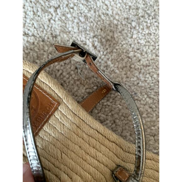 Tory Burch Adjustable Silver Jute Strappy Sandals Size 8 - Picture 5 of 7